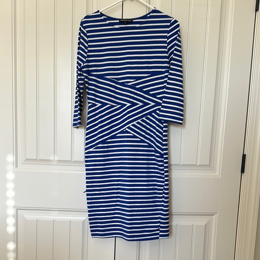 Blue and White Striped Dress